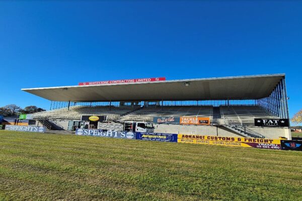 before image of North Otago rugby grandstand about to be demolished and stripped out by Scope Group, NZ